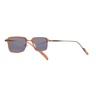 H10432 amber with copper accents square mixed-material sunglasses