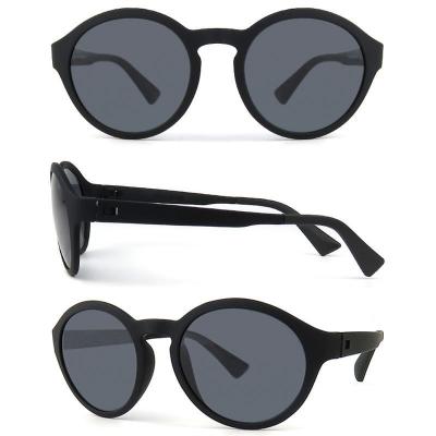 P10519 matte black round pc/tr90 sunglasses