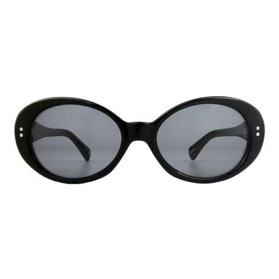 A10932 black oval acetate sunglasses