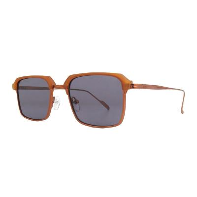 H10432 amber with copper accents square mixed-material sunglasses