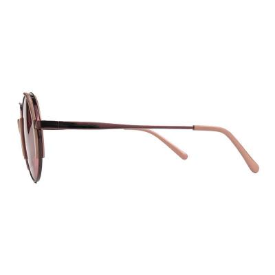 H10433 taupe/beige round mixed-material sunglasses