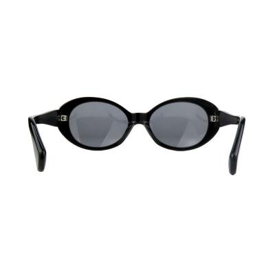 A10932 black oval acetate sunglasses
