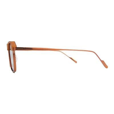 H10432 amber with copper accents square mixed-material sunglasses