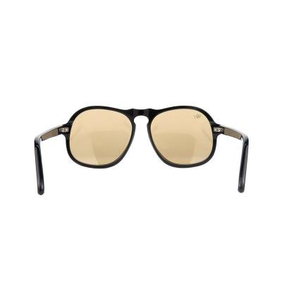 A1086 black round acetate sunglasses