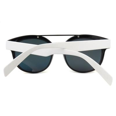 P10520 black/white two-tone round pc/tr90 sunglasses