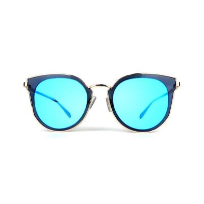 M10866 navy blue with gold trim cat eye metal sunglasses