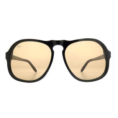 A1086 black round acetate sunglasses