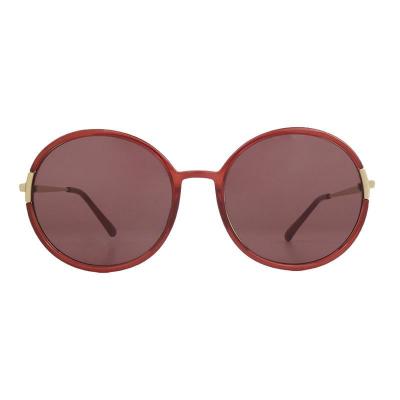 H10431 burgundy round mixed-material sunglasses