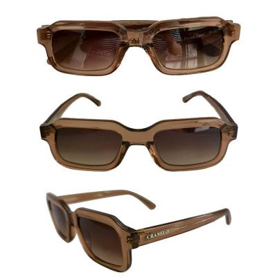 A10923 crystal brown square acetate sunglasses