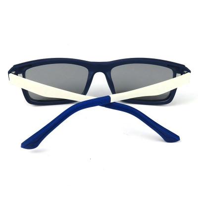 P10120 navy blue/white two-tone square pc/tr90 sunglasses