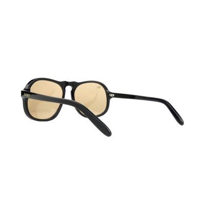 A1086 black round acetate sunglasses