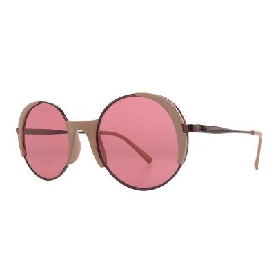 H10433 taupe/beige round mixed-material sunglasses
