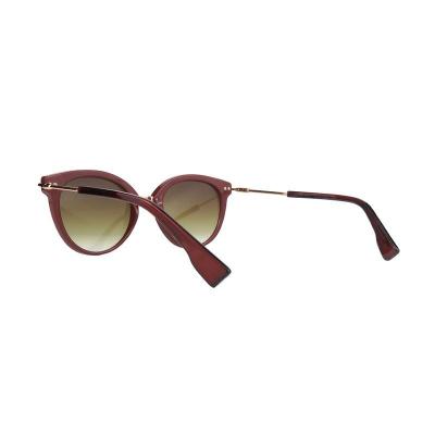 H10419 burgundy cat eye mixed-material sunglasses