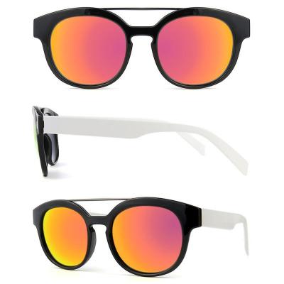 P10520 black/white two-tone round pc/tr90 sunglasses