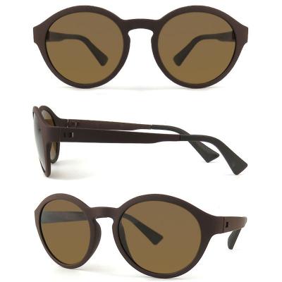 P10519 matte black round pc/tr90 sunglasses