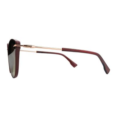 H10419 burgundy cat eye mixed-material sunglasses