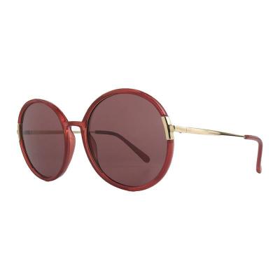 H10431 burgundy round mixed-material sunglasses