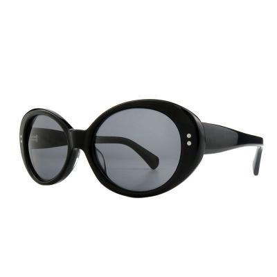 A10932 black oval acetate sunglasses