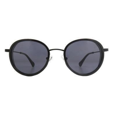H10417 black round mixed-material sunglasses