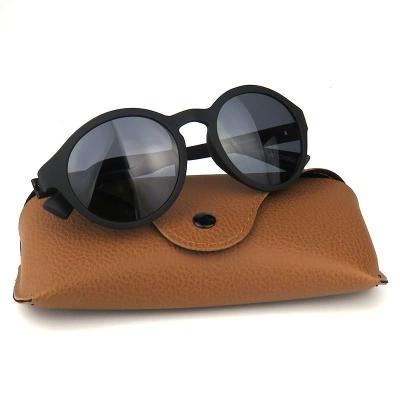 P10519 matte black round pc/tr90 sunglasses