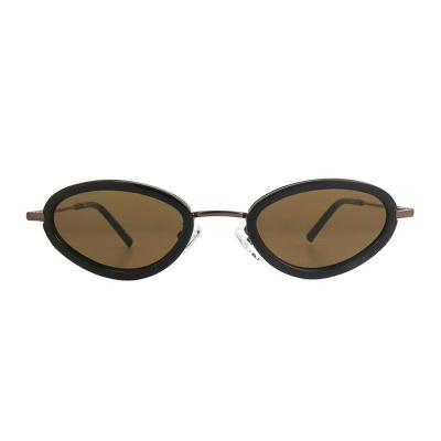 H10416 black oval mixed-material sunglasses