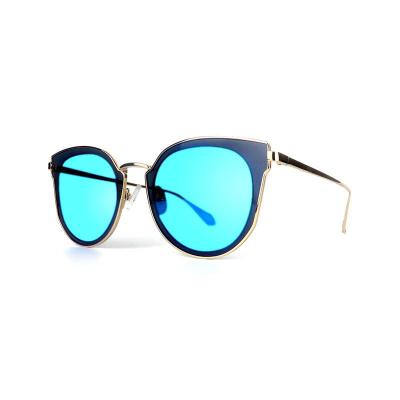 M10866 navy blue with gold trim cat eye metal sunglasses
