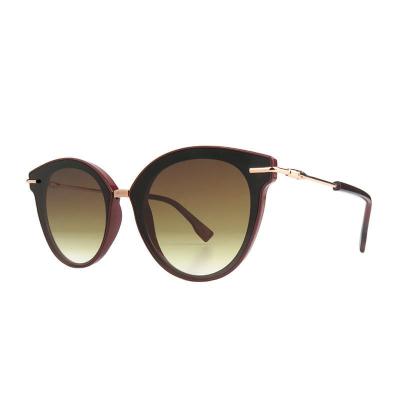 H10419 burgundy cat eye mixed-material sunglasses