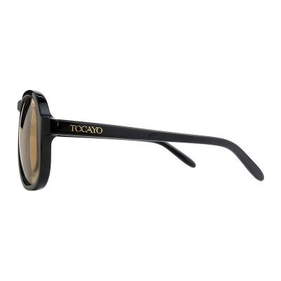 A1086 black round acetate sunglasses
