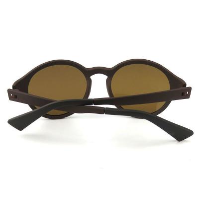 P10519 matte black round pc/tr90 sunglasses