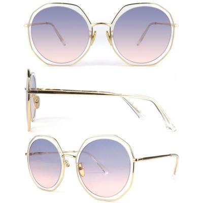 M10778 crystal pink geometric metal sunglasses