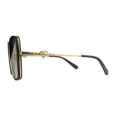 H10420 black square mixed-material sunglasses
