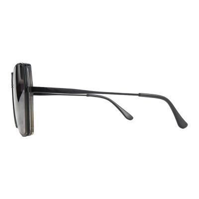 H10434 black geometric mixed-material sunglasses