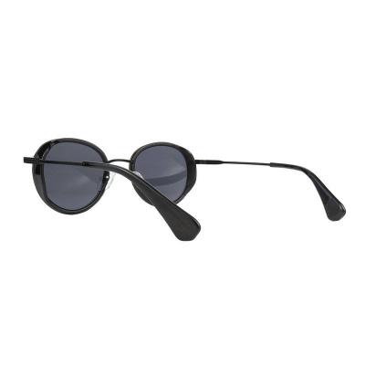 H10417 black round mixed-material sunglasses