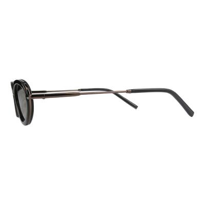 H10416 black oval mixed-material sunglasses