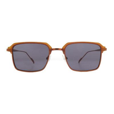 H10432 amber with copper accents square mixed-material sunglasses