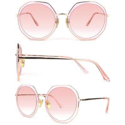 M10778 crystal pink geometric metal sunglasses