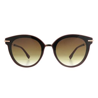 H10419 burgundy cat eye mixed-material sunglasses