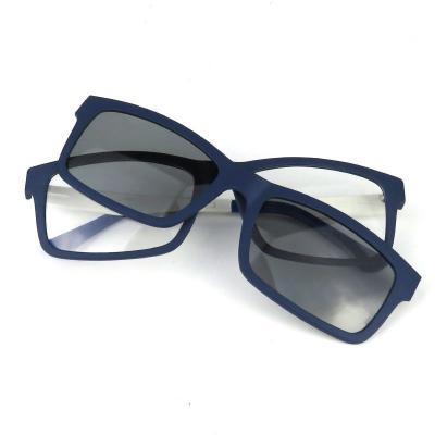 P10120 navy blue/white two-tone square pc/tr90 sunglasses