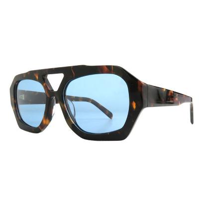 A10927 tortoise geometric acetate sunglasses