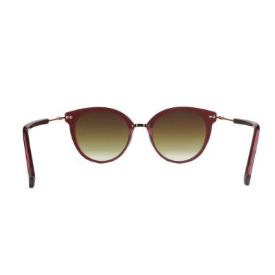 H10419 burgundy cat eye mixed-material sunglasses