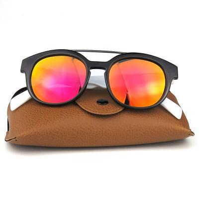P10520 black/white two-tone round pc/tr90 sunglasses