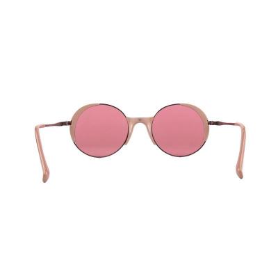 H10433 taupe/beige round mixed-material sunglasses