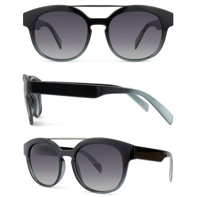 P10520 black/white two-tone round pc/tr90 sunglasses