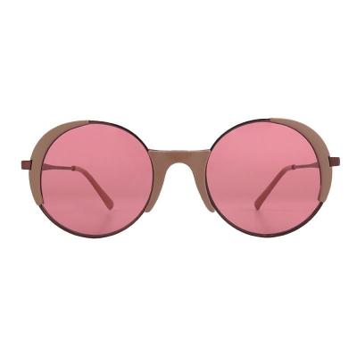 H10433 taupe/beige round mixed-material sunglasses