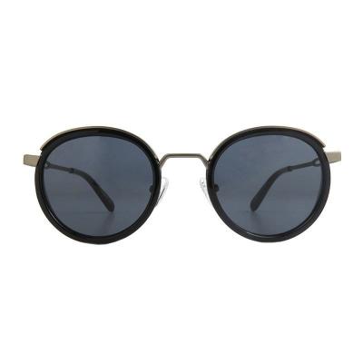 H10418 black and gold round mixed-material sunglasses