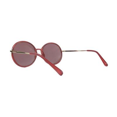 H10431 burgundy round mixed-material sunglasses