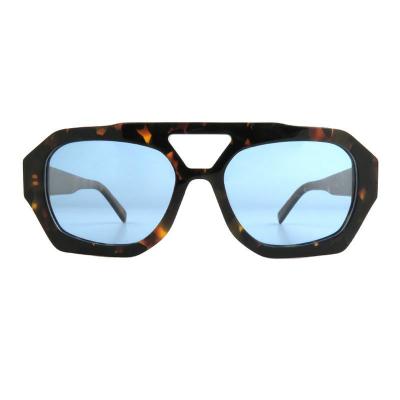 A10927 tortoise geometric acetate sunglasses