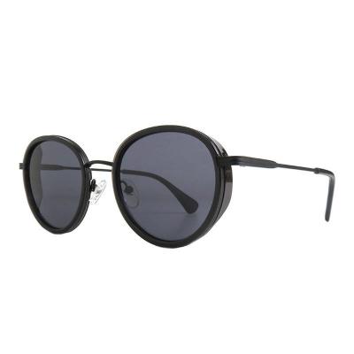 H10417 black round mixed-material sunglasses