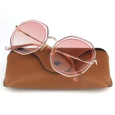 M10778 crystal pink geometric metal sunglasses