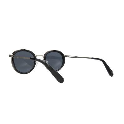 H10418 black and gold round mixed-material sunglasses